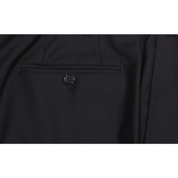 Canali 1934 Black Twill Wool Flat Front Dress Trousers Pants 36x26 - Picture 3 of 7